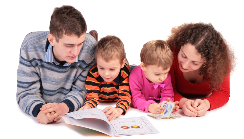 family-reading-book